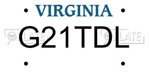 G21TDL Virginia License Plate