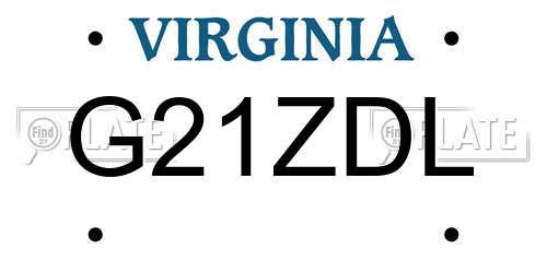 G21ZDL Virginia License Plate