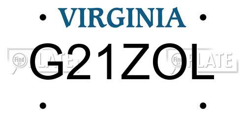 G21ZOL Virginia License Plate