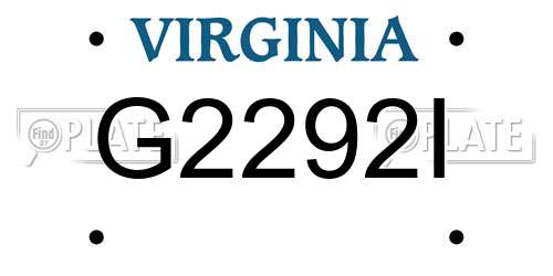 G2292I Virginia License Plate