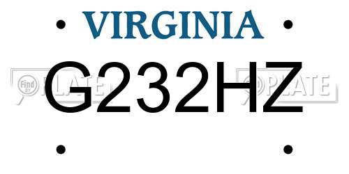 G232HZ Virginia License Plate