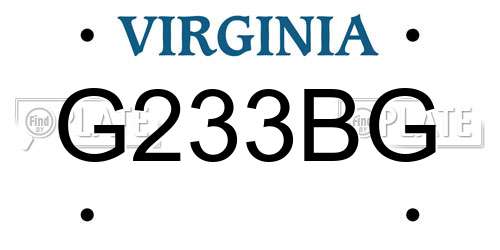 G233BG Virginia License Plate