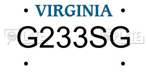 G233SG Virginia License Plate