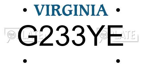 G233YE Virginia License Plate