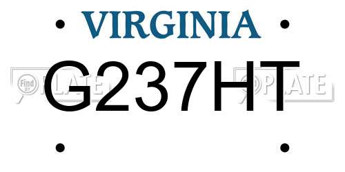 G237HT Virginia License Plate
