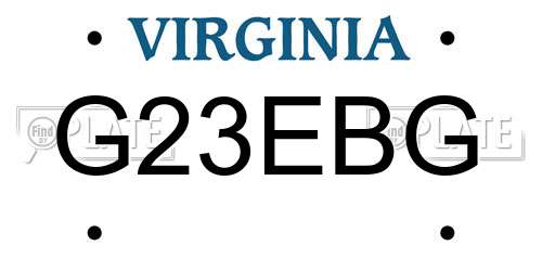 G23EBG Virginia License Plate
