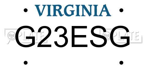 G23ESG Virginia License Plate