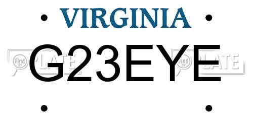 G23EYE Virginia License Plate