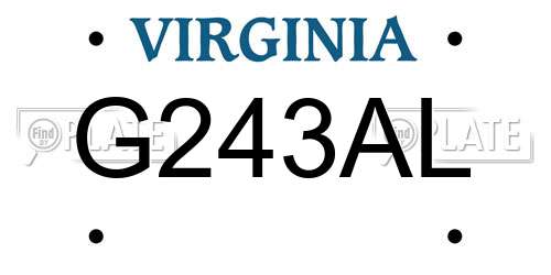 G243AL Virginia License Plate