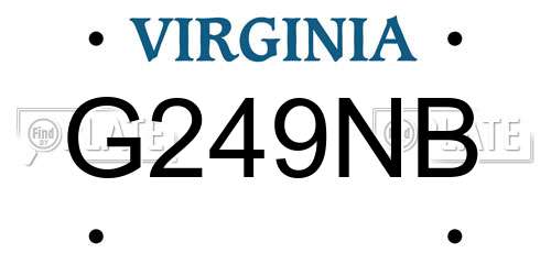 G249NB Virginia License Plate