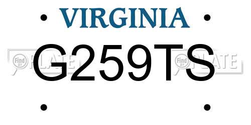 G259TS Virginia License Plate
