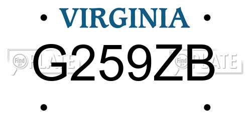 G259ZB Virginia License Plate