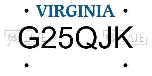 G25QJK Virginia License Plate