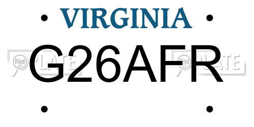 G26AFR Virginia License Plate
