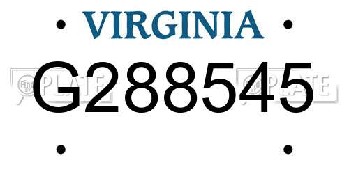 G288545 Virginia License Plate