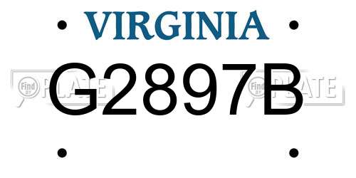 G2897B Virginia License Plate