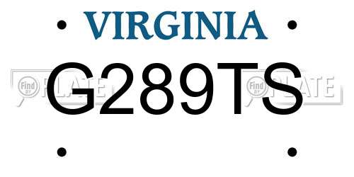 G289TS Virginia License Plate