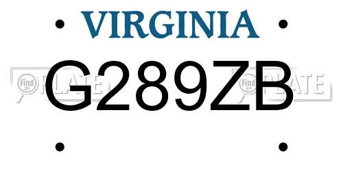 G289ZB Virginia License Plate