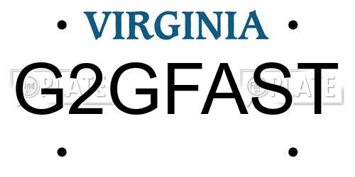 G2GFAST Virginia License Plate