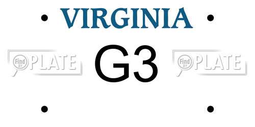 G3 Virginia License Plate