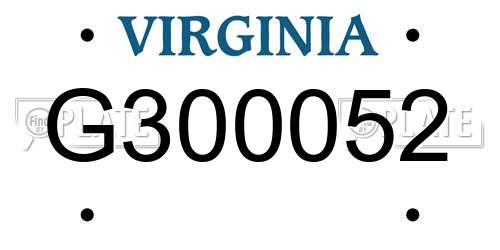 G300052 Virginia License Plate