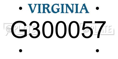 G300057 Virginia License Plate
