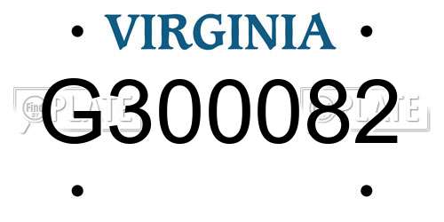 G300082 Virginia License Plate
