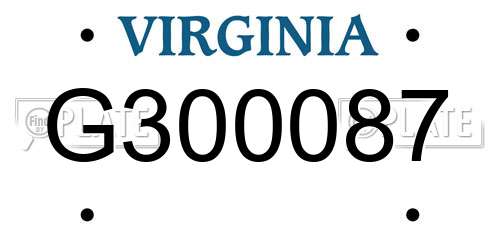 G300087 Virginia License Plate