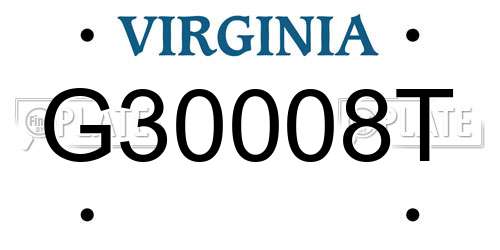 G30008T Virginia License Plate