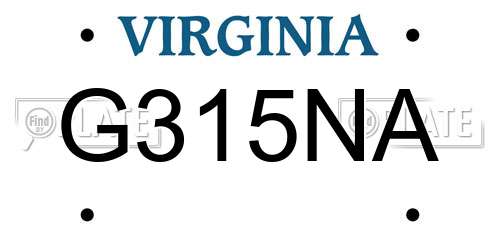 G315NA Virginia License Plate