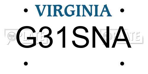 G31SNA Virginia License Plate