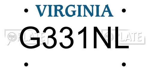 G331NL Virginia License Plate