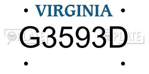 G3593D Virginia License Plate