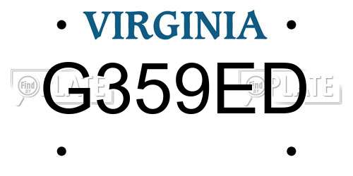 G359ED Virginia License Plate