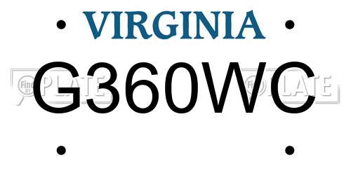 G360WC Virginia License Plate