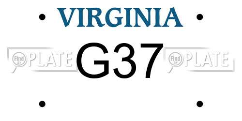 G37 Virginia License Plate