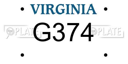 G374 Virginia License Plate