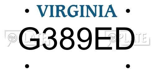 G389ED Virginia License Plate