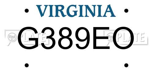 G389EO Virginia License Plate