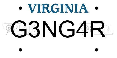 G3NG4R Virginia License Plate