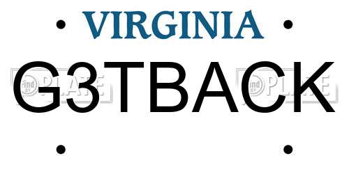 G3TBACK Virginia License Plate