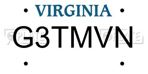 G3TMVN Virginia License Plate
