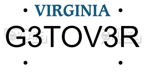 G3TOV3R Virginia License Plate