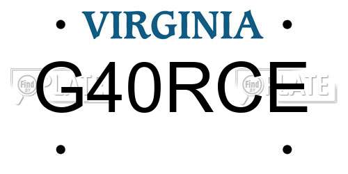 G40RCE Virginia License Plate
