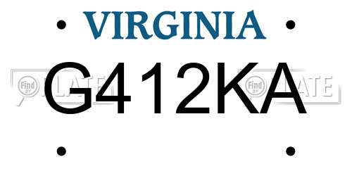 G412KA Virginia License Plate