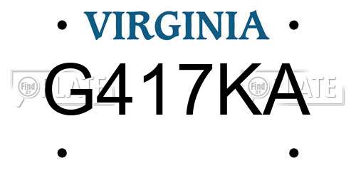 G417KA Virginia License Plate