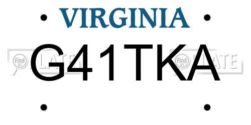 G41TKA Virginia License Plate