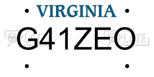 G41ZEO Virginia License Plate
