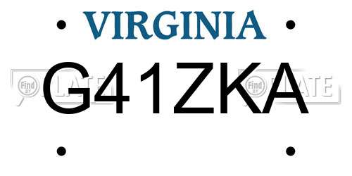 G41ZKA Virginia License Plate