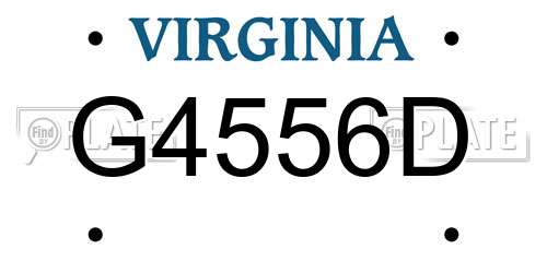 G4556D Virginia License Plate
